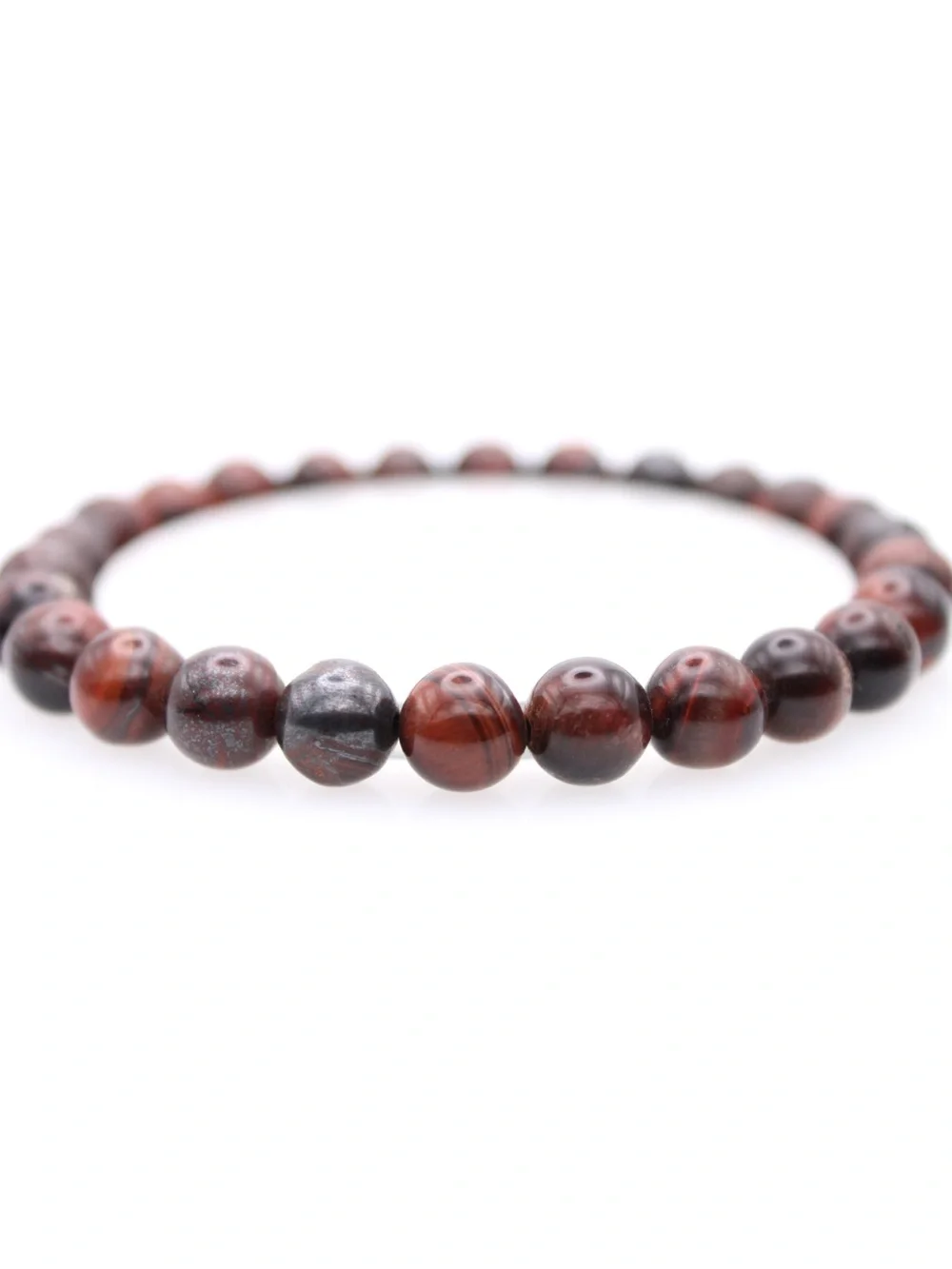 Men's Red Tiger Eye Bead Stretch Bracelet